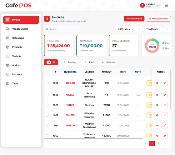 CafePOS Billing Feature